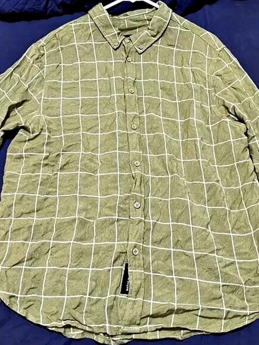 Native Youth Checkered Button Down in Green & White Size XL Checkered Soft